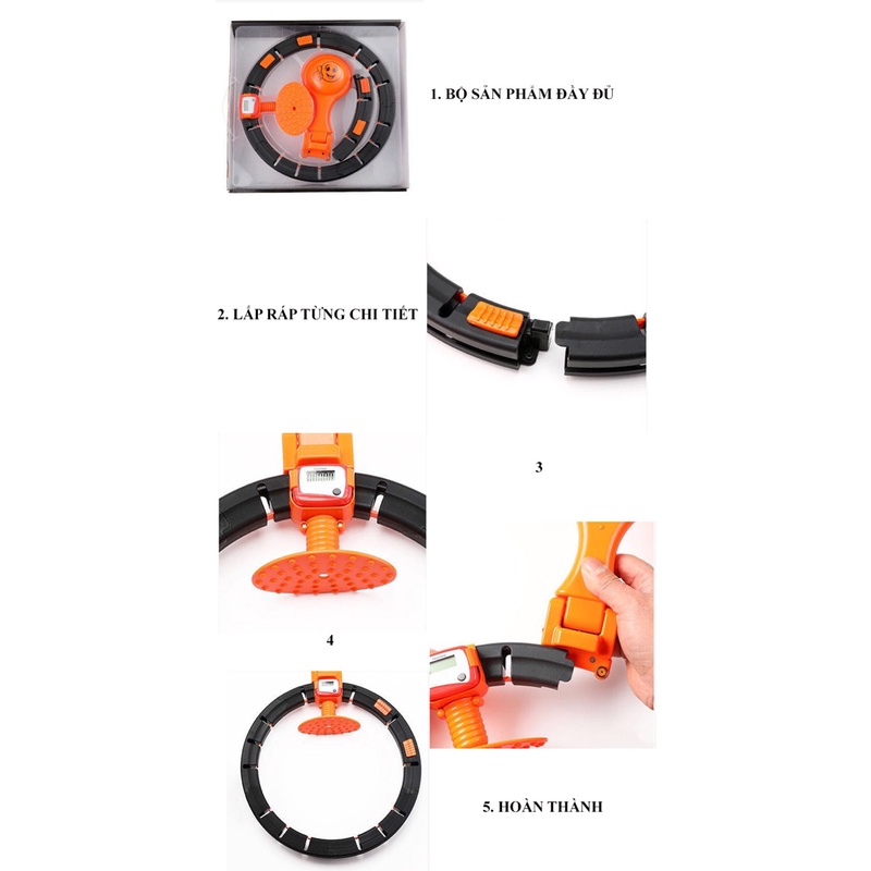 Vòng lắc eo giảm mỡ tự động - Vòng lắc giảm mỡ bụng HuLa Hoop, điều hòa nhịp tim, massage cơ bụng, tự động đếm