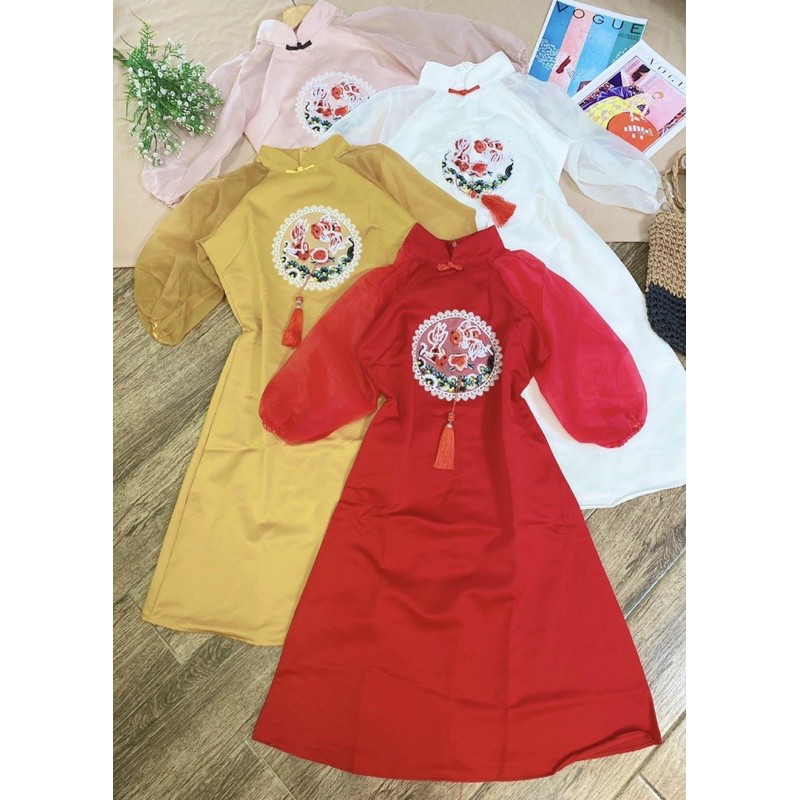 [Tết 2022] Đầm tết nữ dễ thương có 3 màu Hồng, Trắng. Đỏ mã [TETCA] | BigBuy360 - bigbuy360.vn