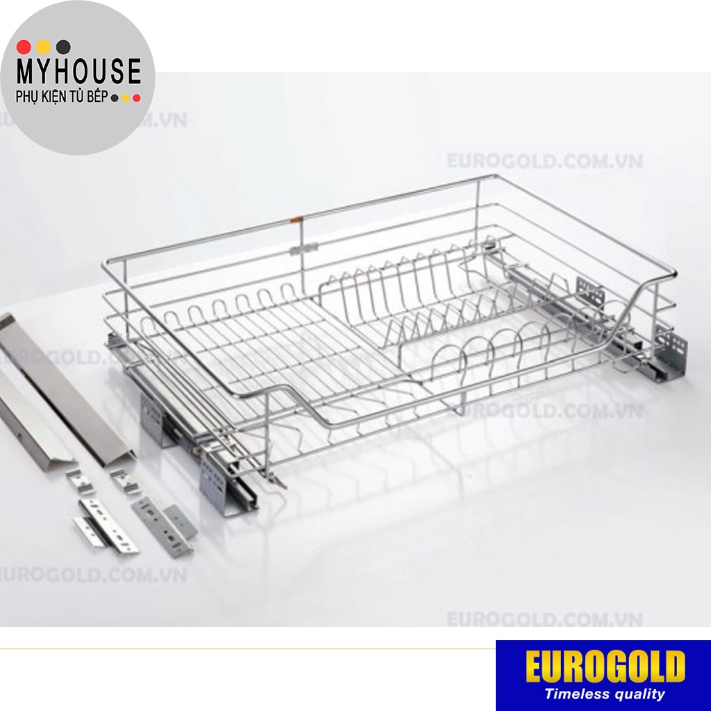 Giá úp bát đĩa xoong nồi EUROGOLD, Kệ Chén Đĩa Ngăn Kéo, Phụ kiện tủ bếp thông minh