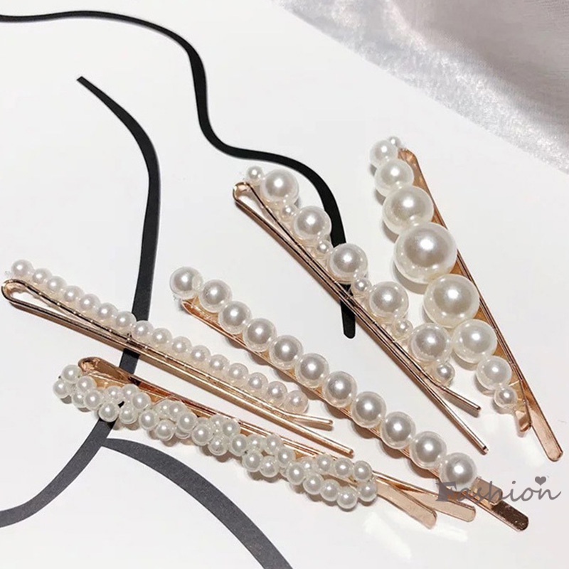 Bộ 5 Kẹp Tóc Đính Ngọc Trai Thời Trang Đơn Giản Cho Nữ