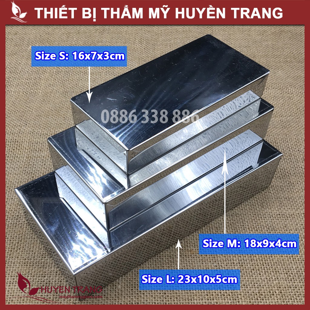 Hộp Inox Hình Chữ Nhật Có Bản Lề Có Nắp Đựng Dụng Cụ SPA, Dụng Cụ Y Tế Huyền Trang