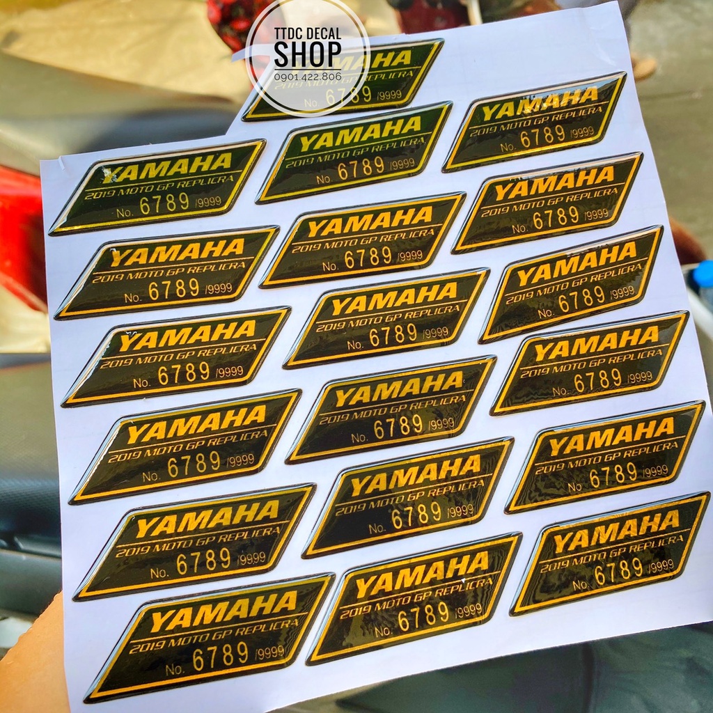 Tem nổi crom 24k vàng 3D Honda Yamaha dán mọi vị trí