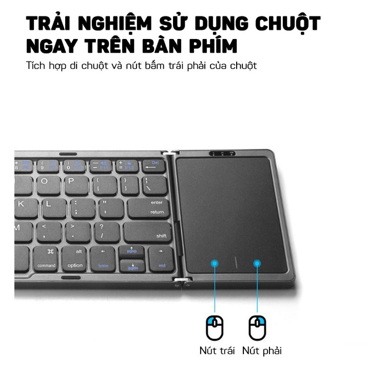 Bàn Phím Mini Gập Gọn Không Dây Bluetooth Thích Hợp Touchpad Cho Điện Thoại Di Động, Máy Tính Bảng, Laptop B089T