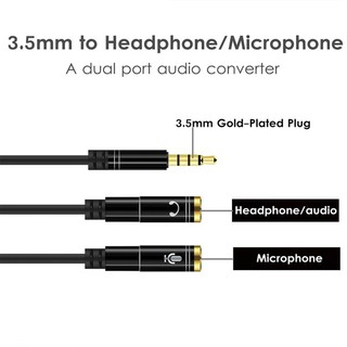 ★Portable Headset Adapter Splitter 3.5mm Jack Cable Separate Mic Audio