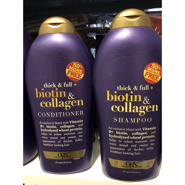 CẶP DẦU GỘI + XẢ OGX THICK & FULL BIOTIN & COLLAGEN 577ML - USA