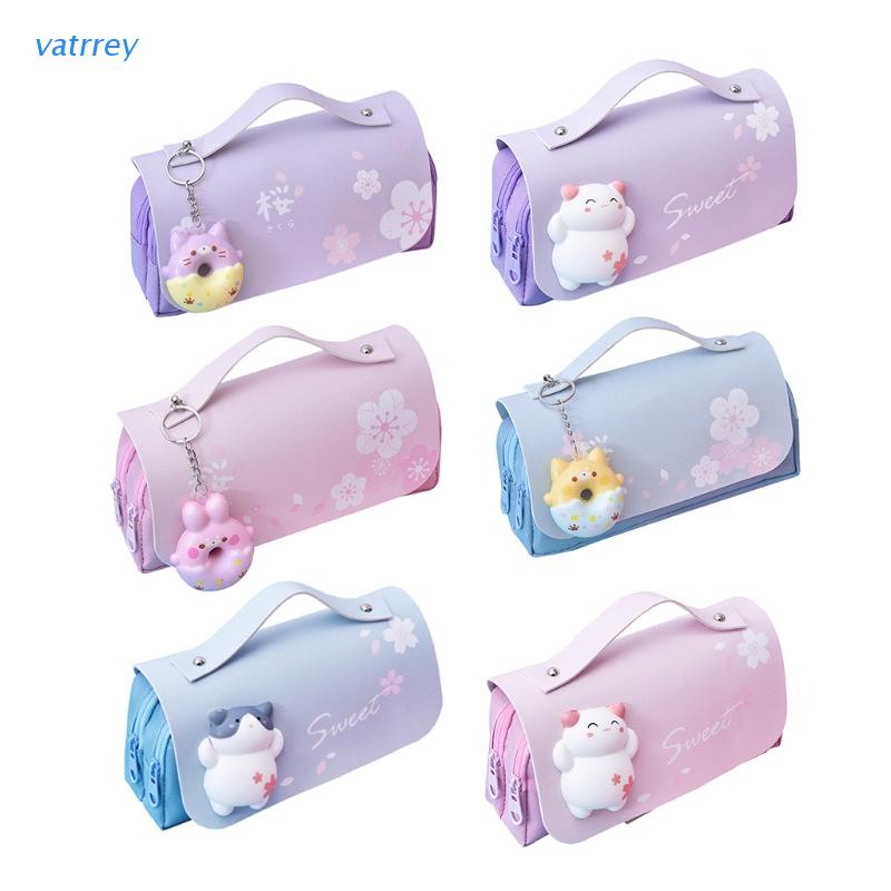 Túi Đựng Bút 3 Ngăn Sức Chứa Lớn Có Khóa Kéo Tiện Dụng Cho Bé