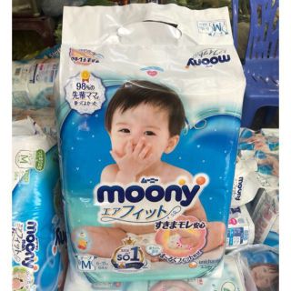 Bỉm moony Nhật Bản nhập khẩu dán/quần size S84+6, M58+6, M64+4, L44+6, XL38+6