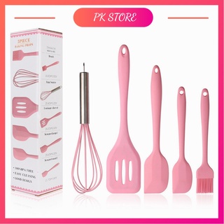Dụng cụ làm bánh silicon 5 món, bộ dụng cụ nhà bếp nấu ăn chịu nhiệt