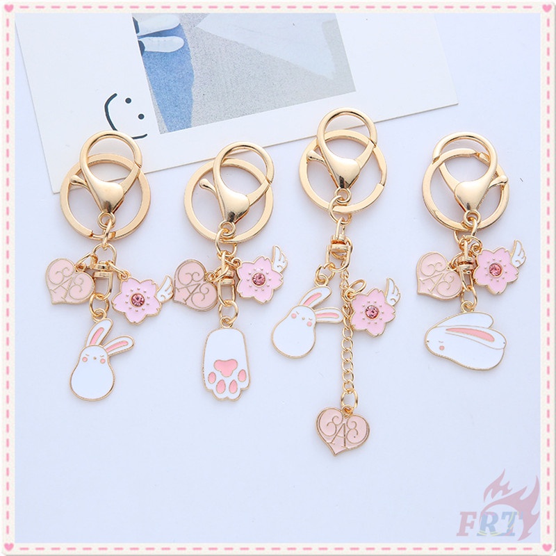 ✪ Ins - Cute Rabbit Sakura Series 01 Keychains ✪ 1Pc Fashion KeyRing Airpods Cases Pendant Bag Accessories Gifts（4 Styles）