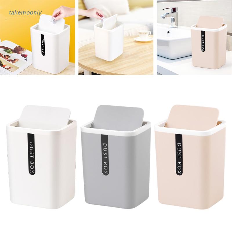 Thùng rác nhựa mini để bàn sáng tạo có nắp đậy trang trí nhà cửa/ văn phòng