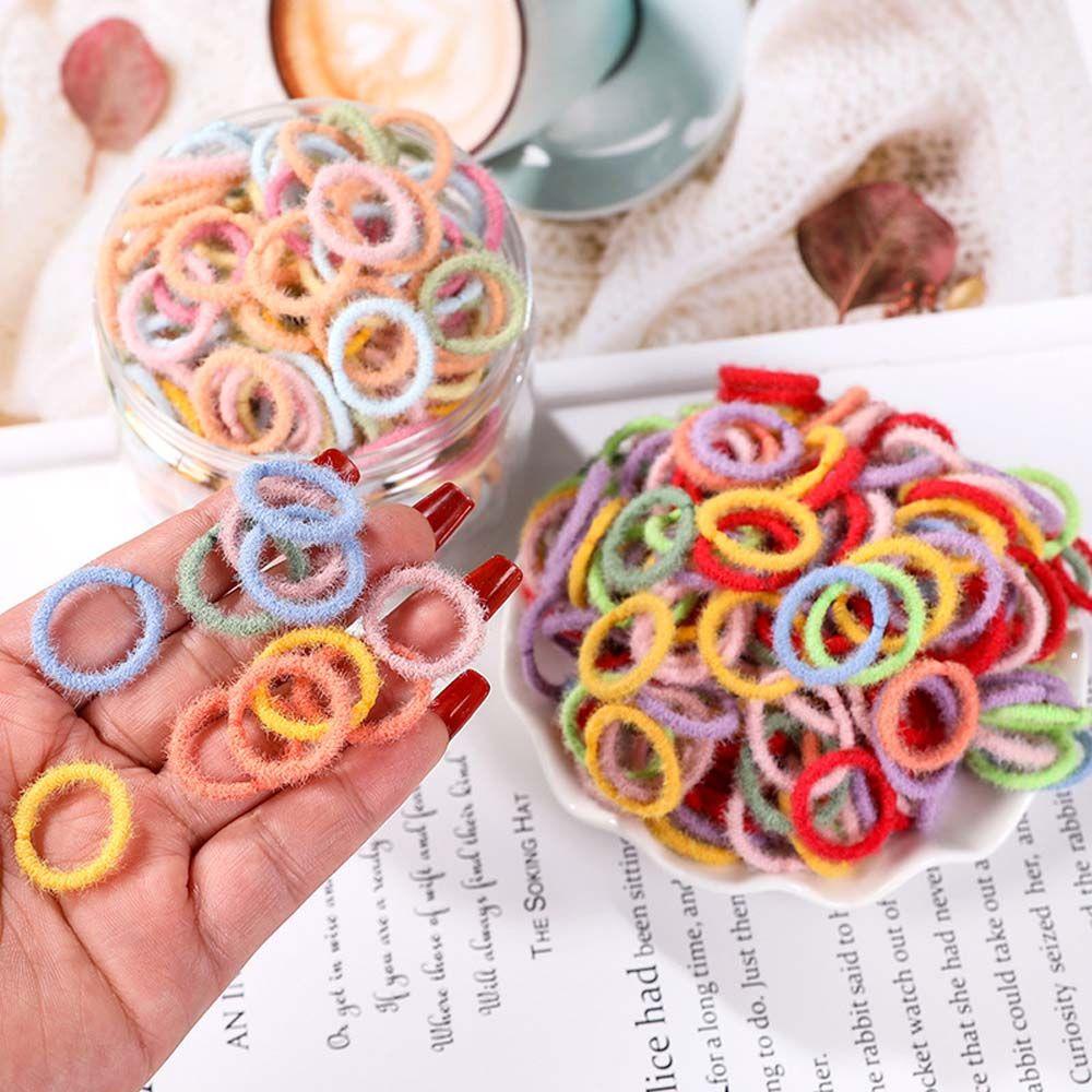 ANEMONE Dây Cột Tóc Cao Su Co Giãn Bọc Vải Lông Thời Trang Ngọt Ngào Cho Bé Gái