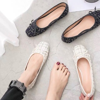 Giày búp bê vải dạ thắt nơ siêu xinh