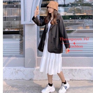 Áo blazer nữ trơn 2 túi dán,áo vest nữ dài tay thanh lịch