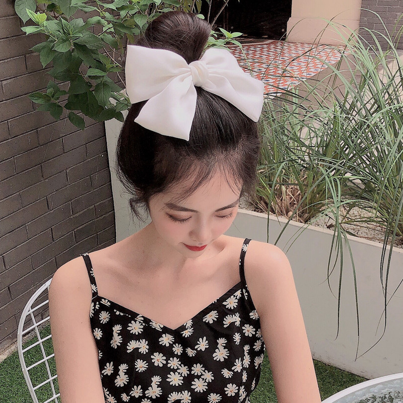 Kẹp Tóc Hình Nơ Vải Satin Phong Cách Hàn Quốc