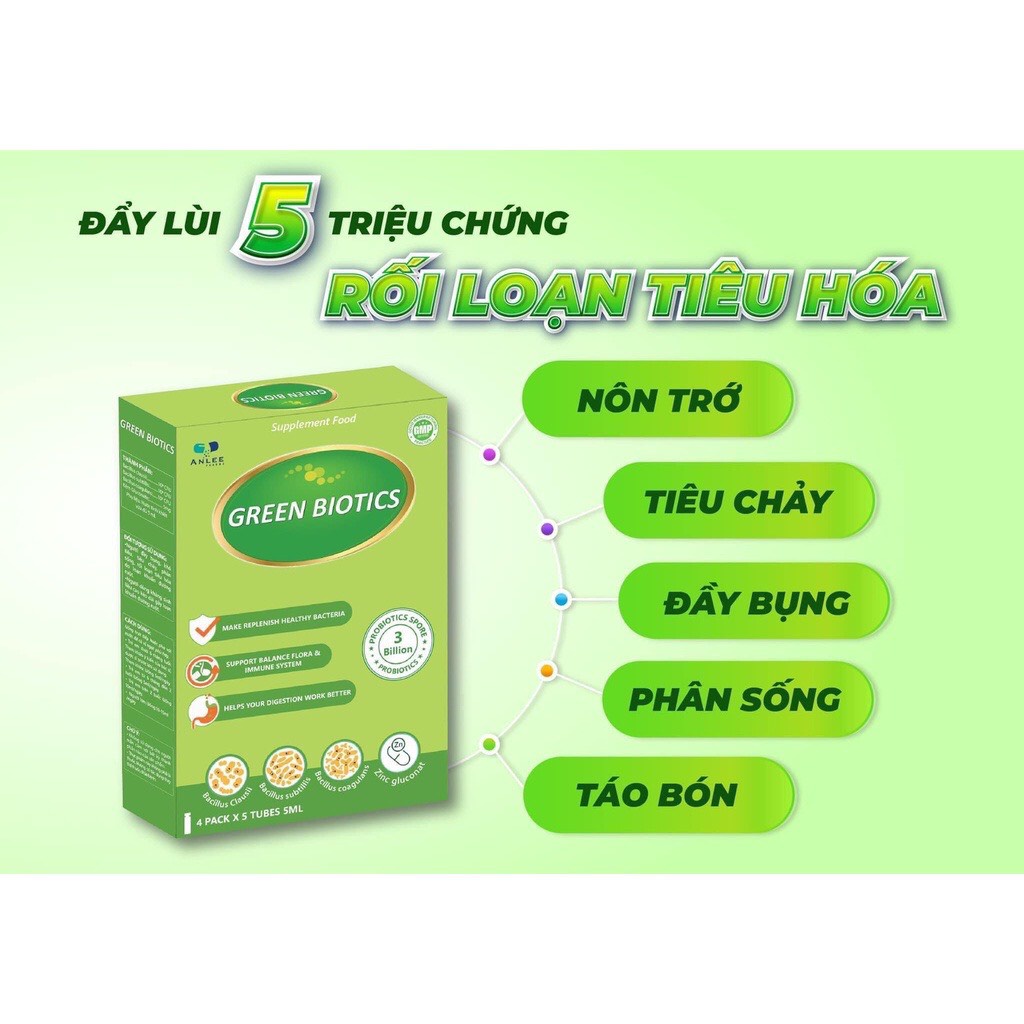 GREEN BIOTICS Men Vi Sinh cho bé, 3in1 Tăng Đề Kháng, Ăn Ngon, Hỗ Trợ Tiêu Hoá, Men vi sinh bào tử lợi khuẩn