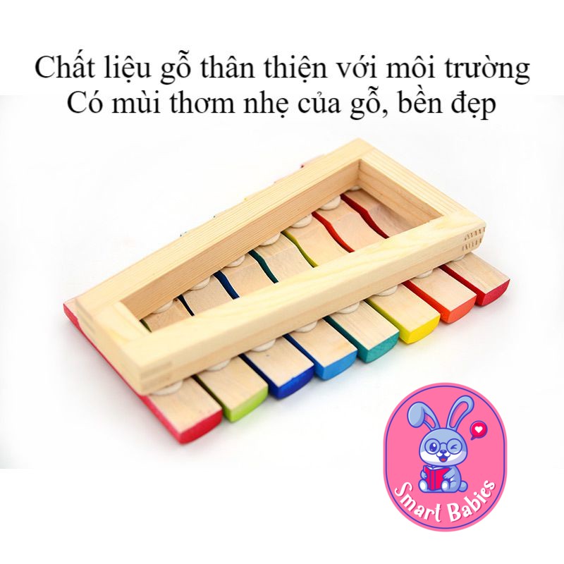 Đàn gỗ xylophone 8 thanh cho bé giúp kích thích bé phát triển cảm quan, cảm thụ âm nhạc