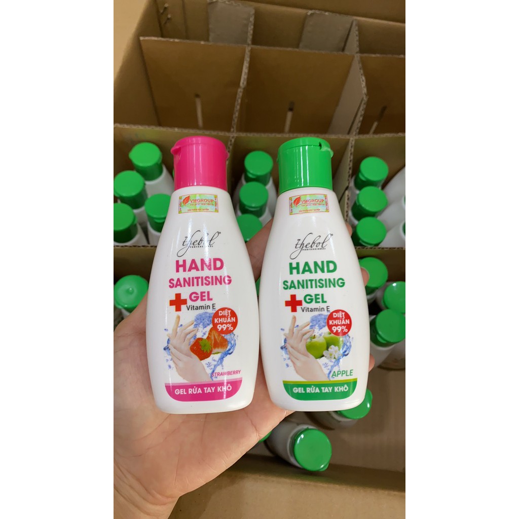 Nước rửa tay khô dạng gel Thebol diệt khuẩn không kích ứng da tay tiện dụng bỏ túi 100ml và 450ml