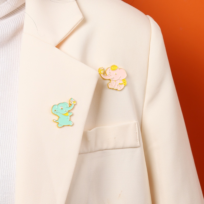 Ghim cài áo QIHE JEWELRY 5 kiểu con voi ngộ nghĩnh tuỳ chọn trang sức quà tặng cho bạn bè