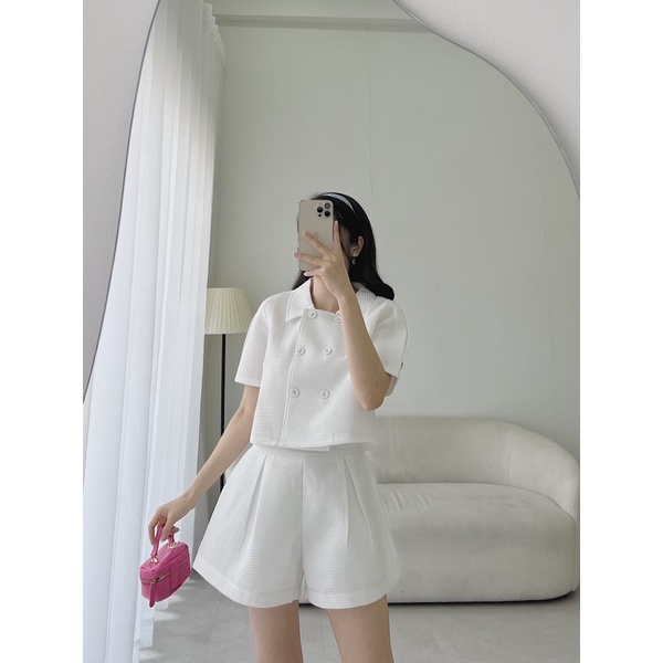 SET ÁO CROPTOP NÚT XỐP + QUẦN SHORT 5 MÀU