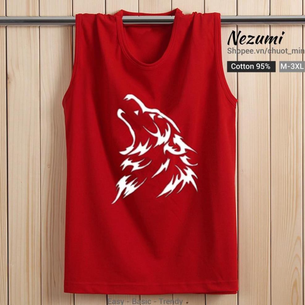 ÁO TANK TOP UNISEX NAM NỮ COTTON 95% SÓI TATTOO, TẬP GYM, BÓNG RỔ  ྇  ྇