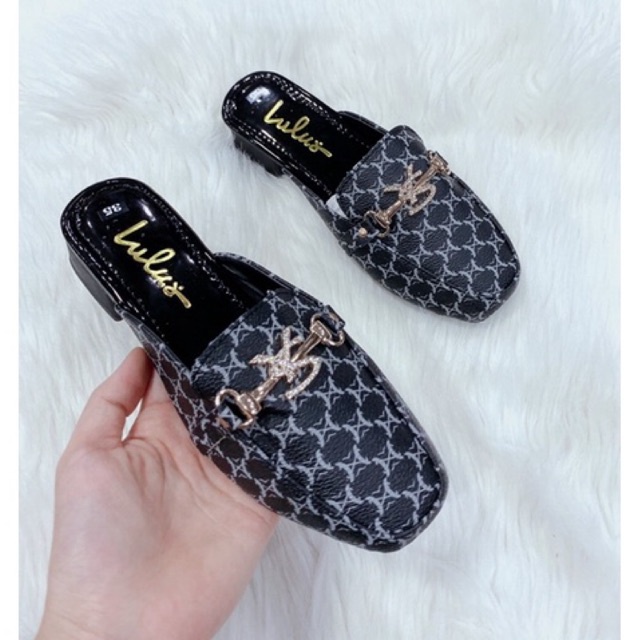 Dép sục nữ cao 3p ghi đen