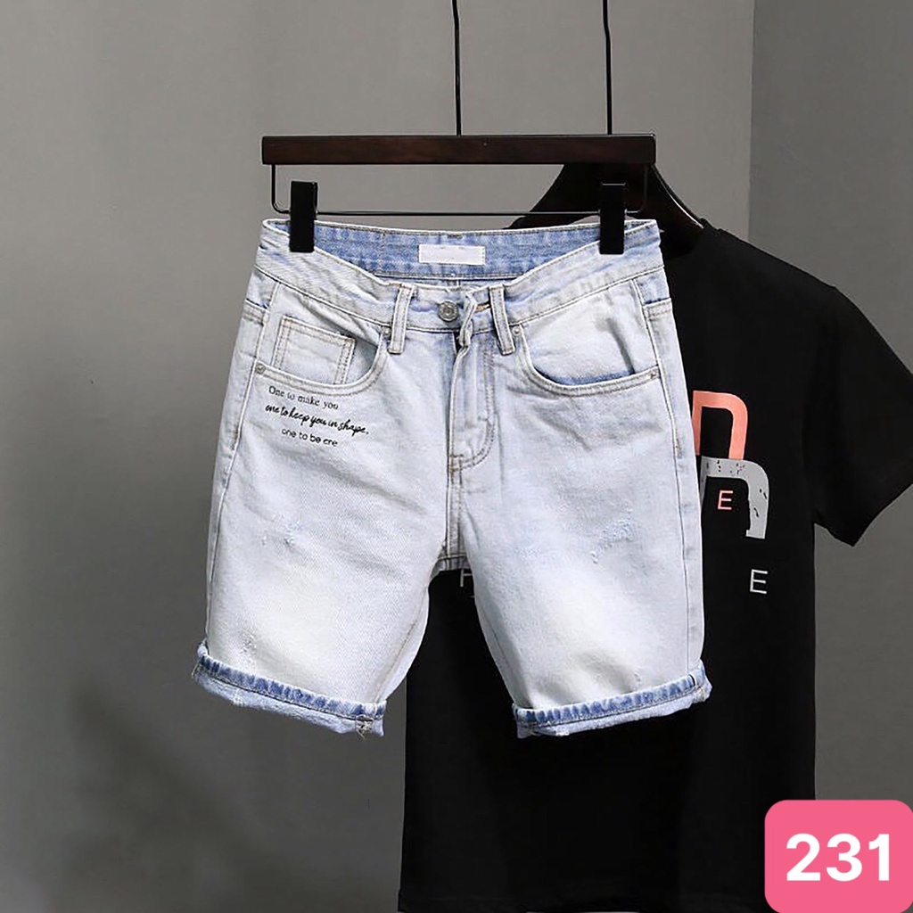 Quần short đùi jean nam xanh nhạt không rách gối chất bò cao cấp co dãn 4 chiều cực đẹp, quần rin nam HD26 Mẫu Mới
