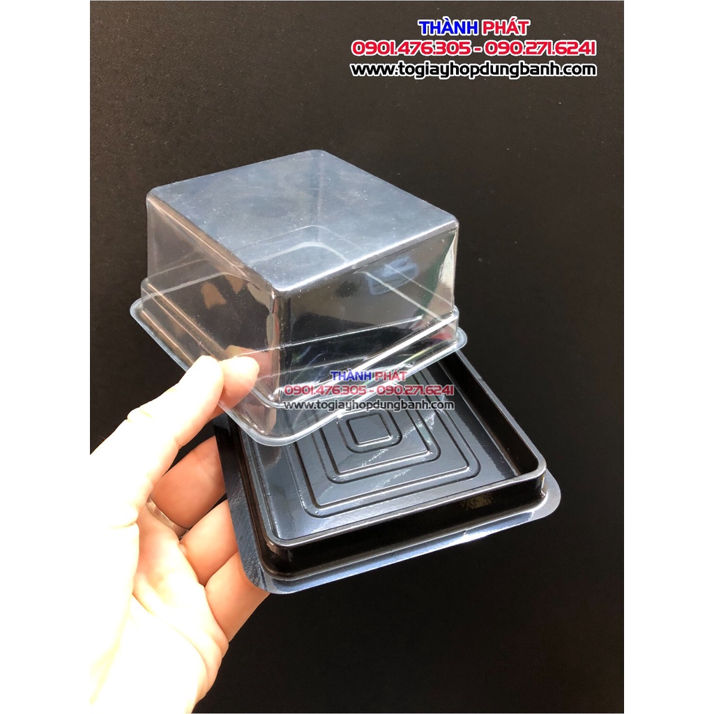 100 Hộp vuông đế đen XY80S-TP đựng bánh trung thu 100g -150g