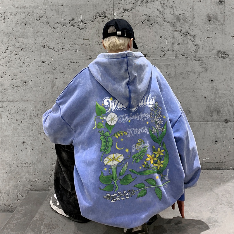 Áo hoodie Ifnicefuture tay dài dáng rộng in họa tiết phong cách đường phố Âu Mỹ thời trang thường ngày cho nam
