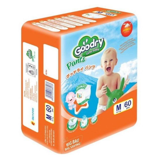 [Tặng 8] Tã quần goodry công nghệ nhật bản size M60 tặng 8 miếng ( 5-10kg )