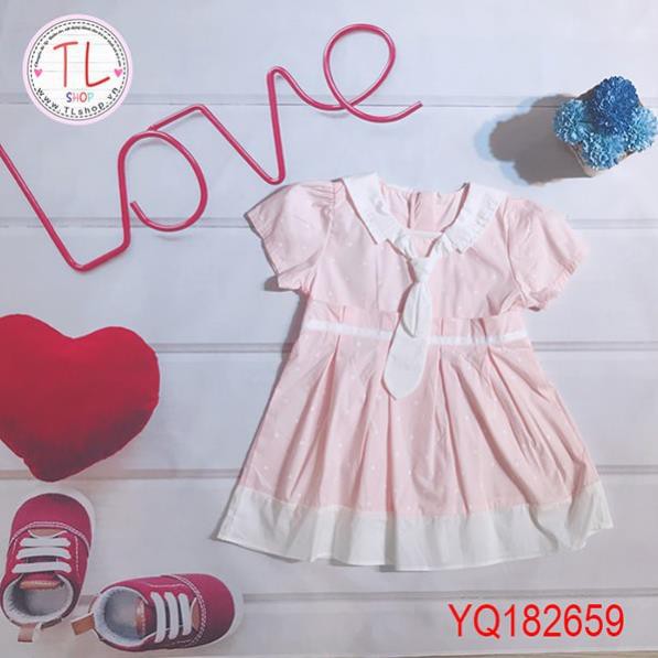 Thời trang trẻ em - đầm chấm bi có cavat cho bé gái - quần áo bé gái - Bộ bé gái