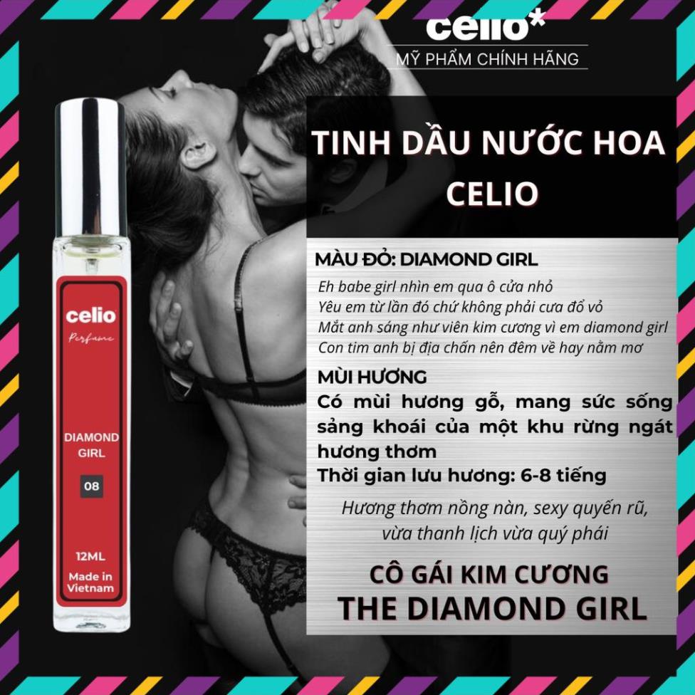 Tinh Dầu Nước Hoa Nữ Body mist Mini 12ml Celio The Diamond Girl Cá Tính Ngọt Ngào Gợi Cảm Thơm Lâu Dạng Xịt Tiện Lợi