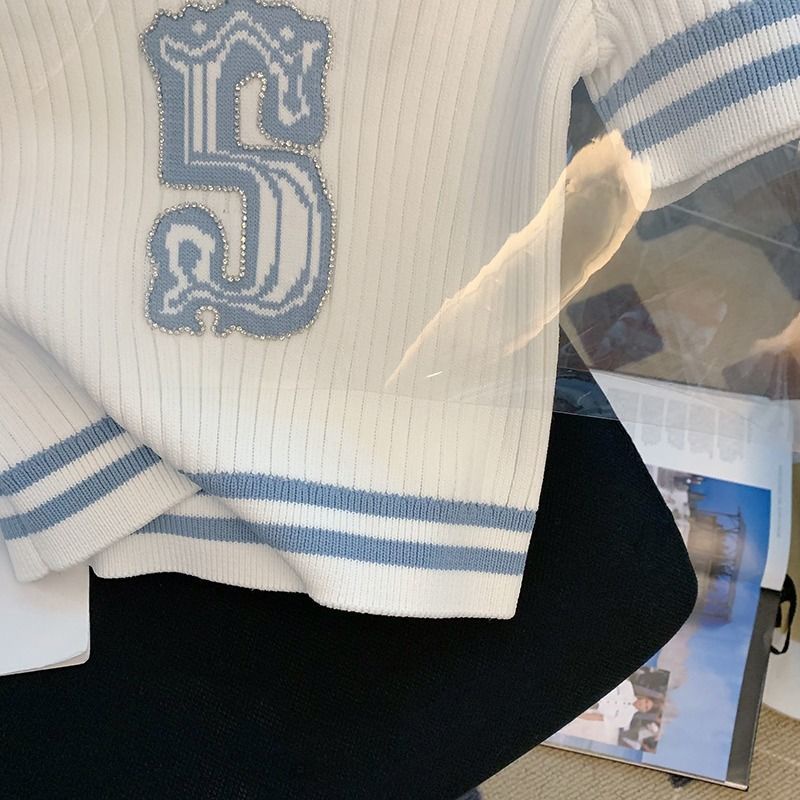 Áo Sweater Ngắn Tay In Chữ Màu Sắc Tương Phản Thời Trang Mùa Hè Cho Nữ