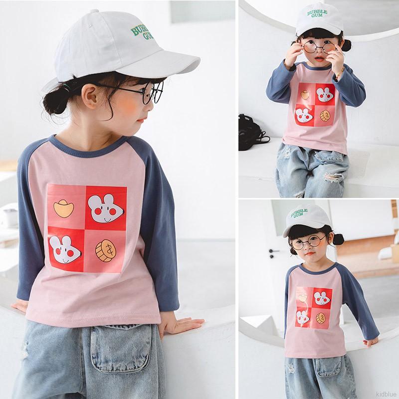 Áo thun dài tay in họa tiết hoạt hình đáng yêu xinh xắn cho bé