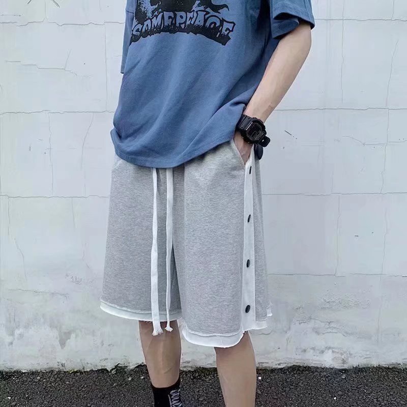 Quần Thể Thao Ống Rộng Đính Nút Bên Hông Thoải Mái Thời Trang Hàn Quốc Cho Nam