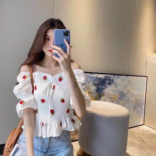 Áo thô hoạ tiết hoa quả hàng đẹp Quảng Châu