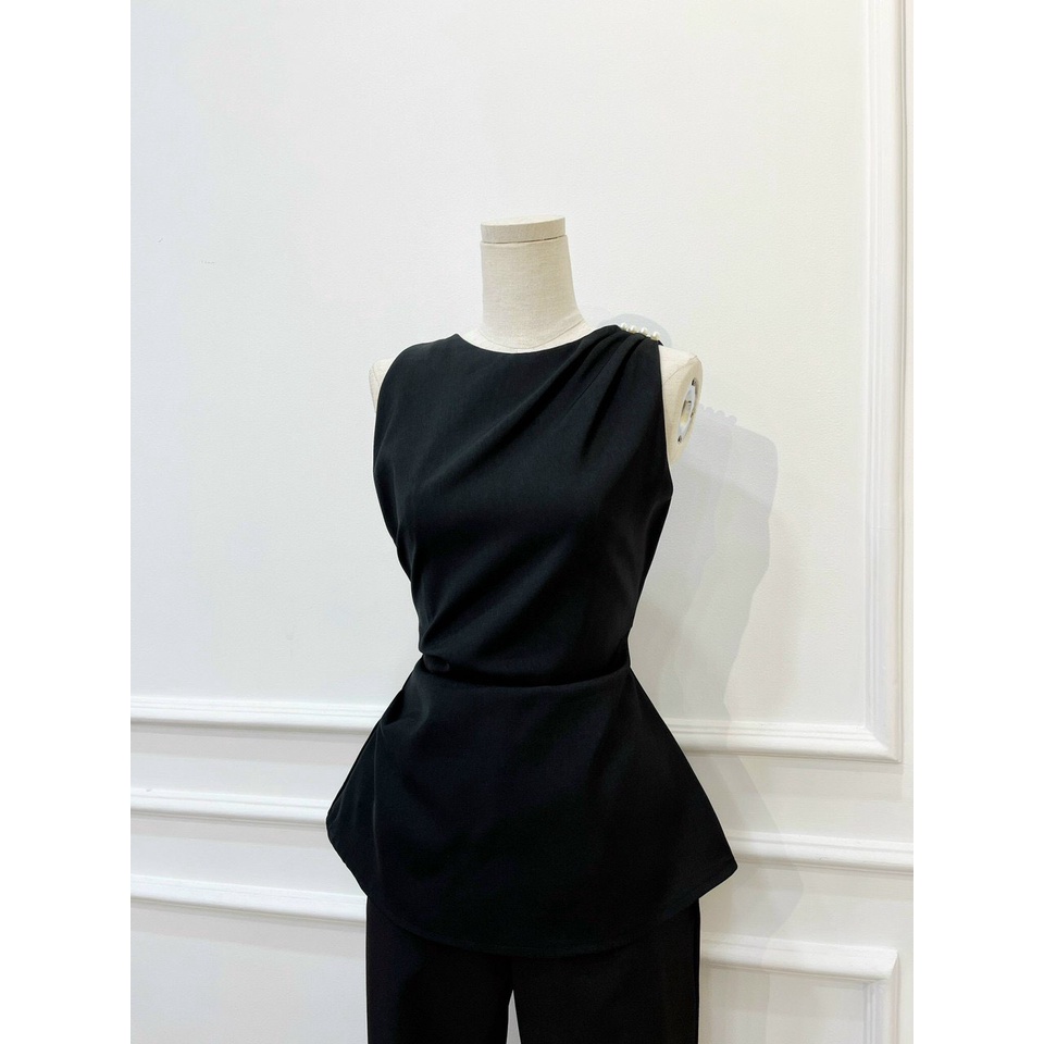 Áo peplum không tay - đính vai, hàng may 2 lớp chuẩn phom size SML