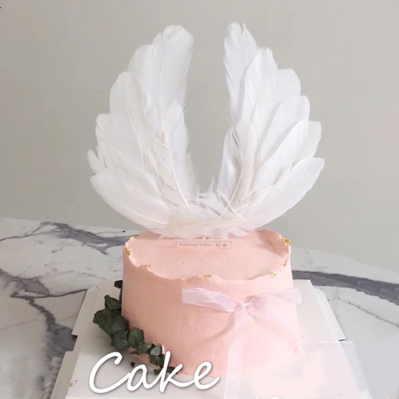 1 Cánh Thiên Thần Bằng Lông Vũ Màu Vàng Dễ Thương Dùng Trang Trí Bánh Kem Tiệc Cưới / Sinh Nhật / Lễ Tình Nhân