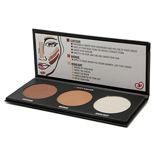 Phấn Tạo Khối City Color 3 Ô Phấn Trang Điểm Highlight Thon Mặt City Color Contour Effects Palette 100g - Khongcoson