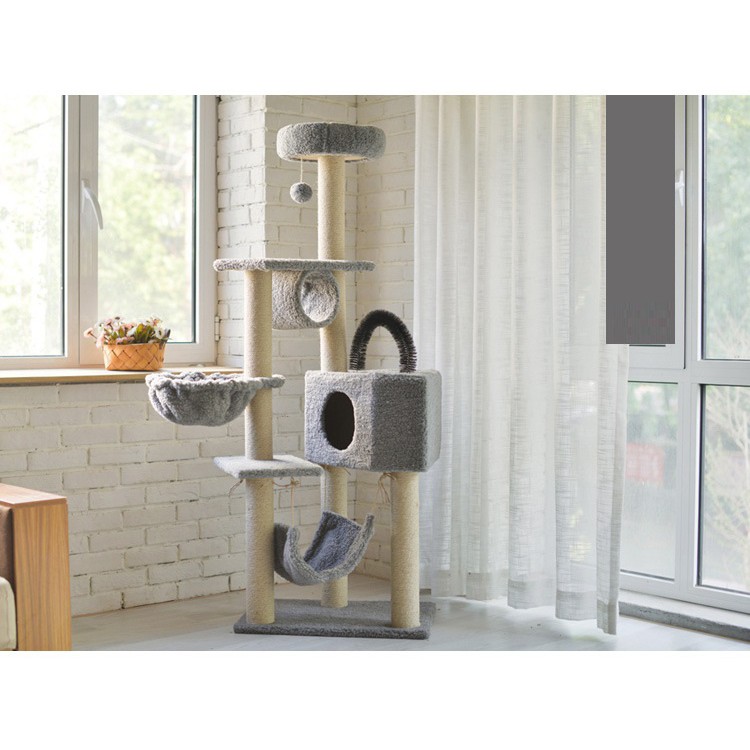 Doremiu- Trụ mèo leo trèo nhiều tầng Nhà cây cho mèo lớn cao 1,6m cat tree dụng cụ cào móng