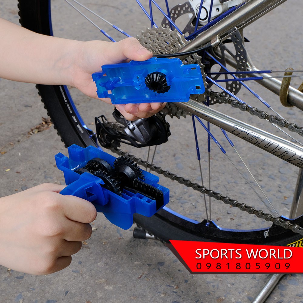 COMBO Hộp rữa sên xe đạp cầm tay kèm bàn chải vệ sinh sên líp