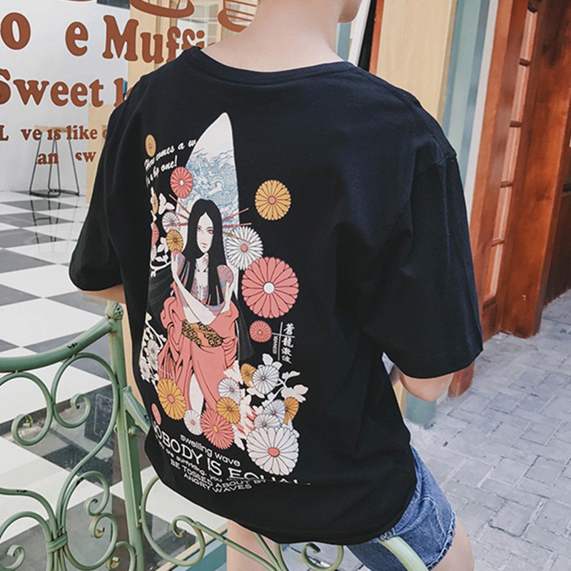 Áo bó sát/Đồ đôi/Áo T-shirt nam, cổ tròn, cộc tay, họa tiết in hoa, phong cách cá tính, phong cách Hàn Quốc, dễ kết hợp