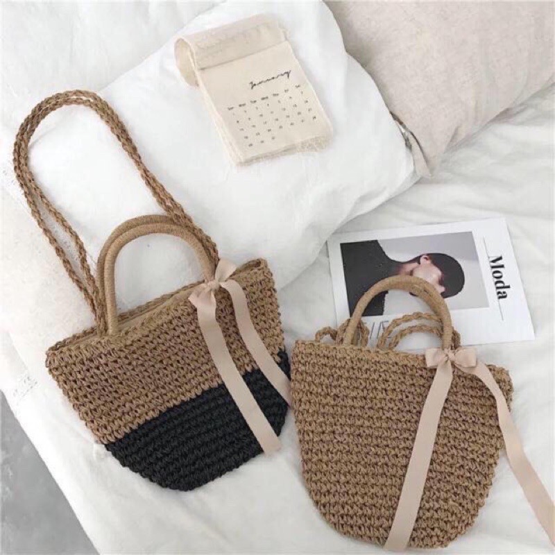 Túi Cói Nơ Sợi Đan Cao Cấp/ Hàng Có Sẵn | BigBuy360 - bigbuy360.vn