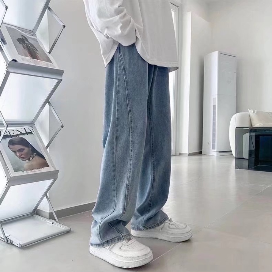 Quần Jean Ống Rộng Thời Trang Hàn Quốc Dành Cho Nam Nữ