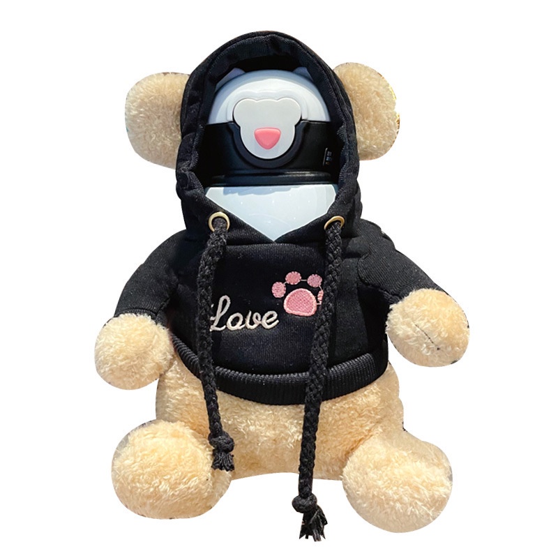 Bình nước giữ nhiệt phong cách gấu hoạt hình có ống hút xinh xắn tùy chọn