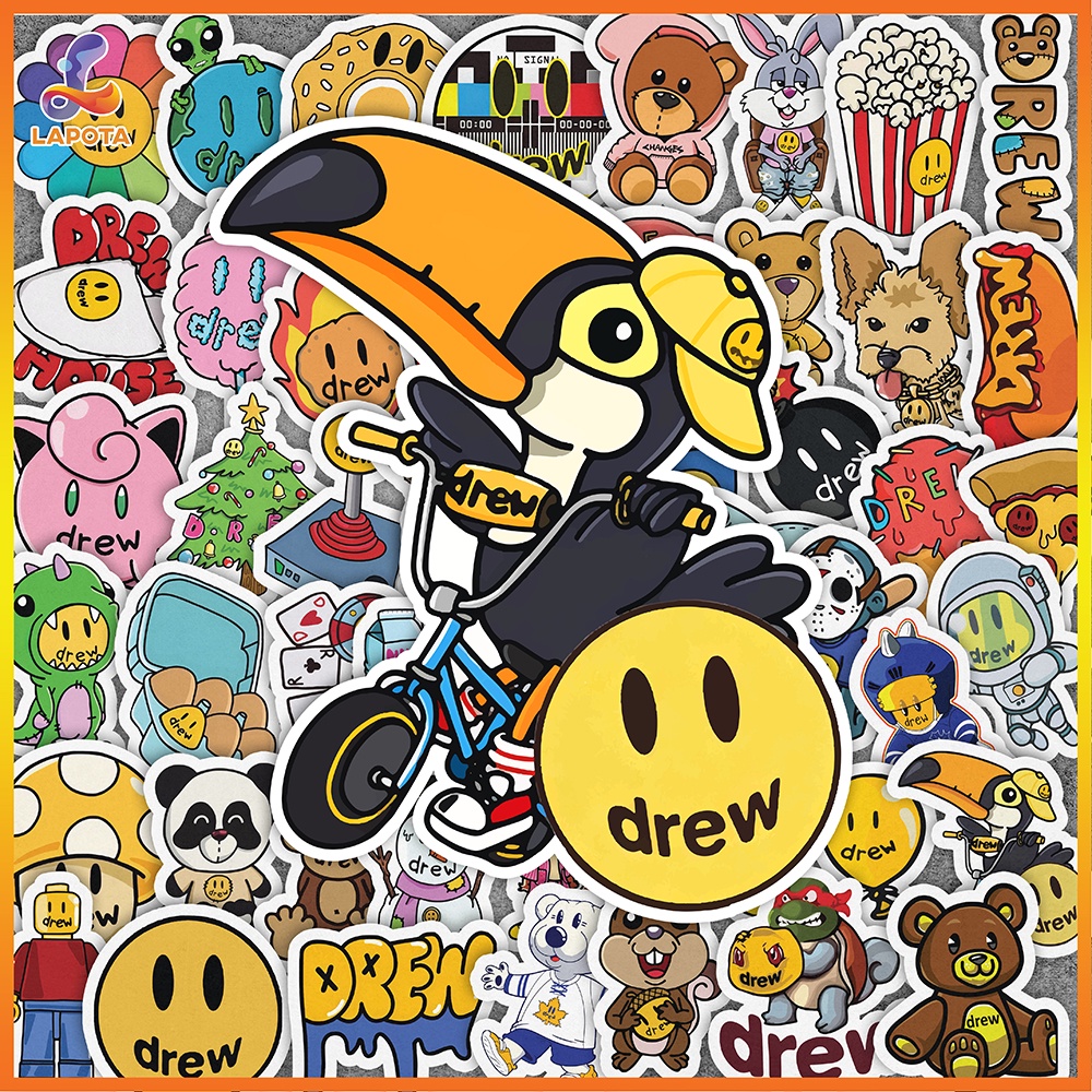 Set 50 cái Sticker Drew chống nước, Hình dán Drew House cute, Decal Drew  dán vali, điện thoại, laptop | Shopee Việt Nam