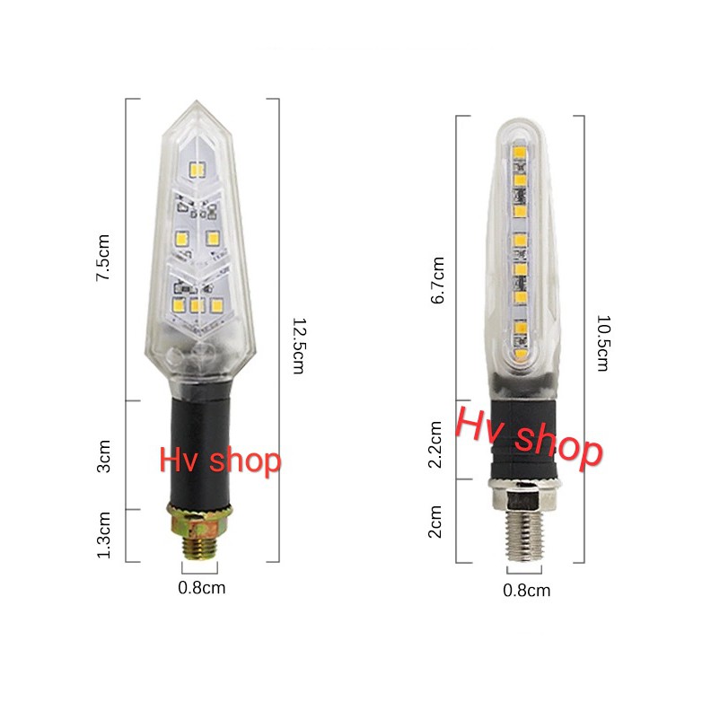 xinhan xe may Xi nhan led chớp tự động 2 màu nhỏ gọn HV7 ( sáng vàng - xanh ) ( 1 cặp )