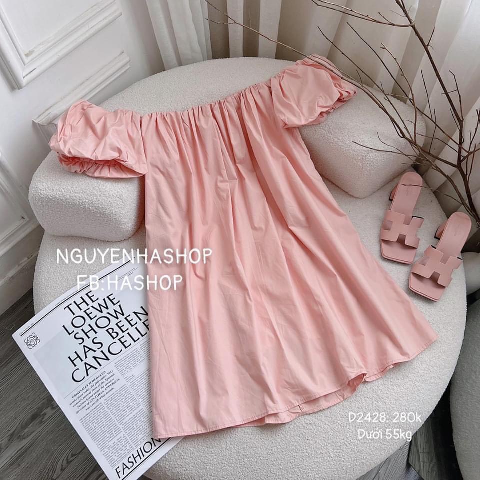 áo váy babydoll cộc tay vai bồng, đầm babydoll trơn 3 màu dễ thương