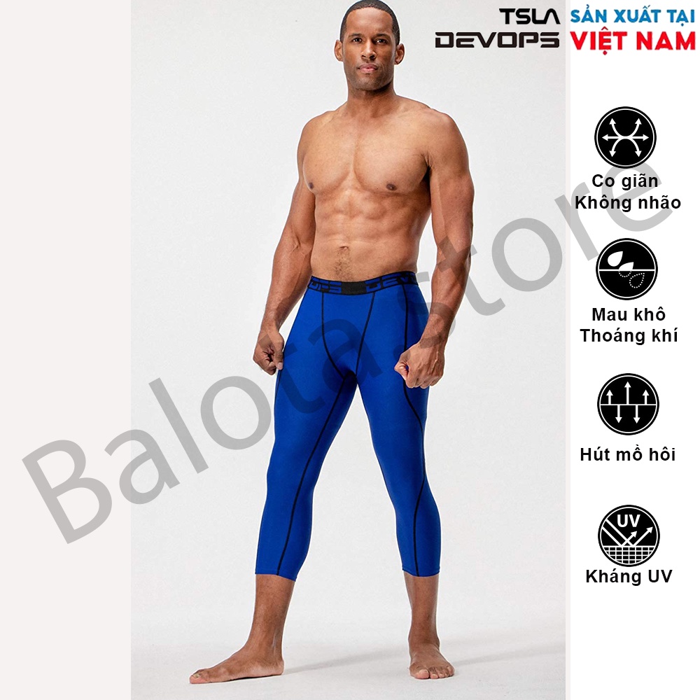 Quần legging nam DEVOPS dạng lửng 3/4 , form ôm phù hợp cho các môn chạy bộ, đạp xe, tập tạ, yoga, bóng rổ và đá bóng… | BigBuy360 - bigbuy360.vn
