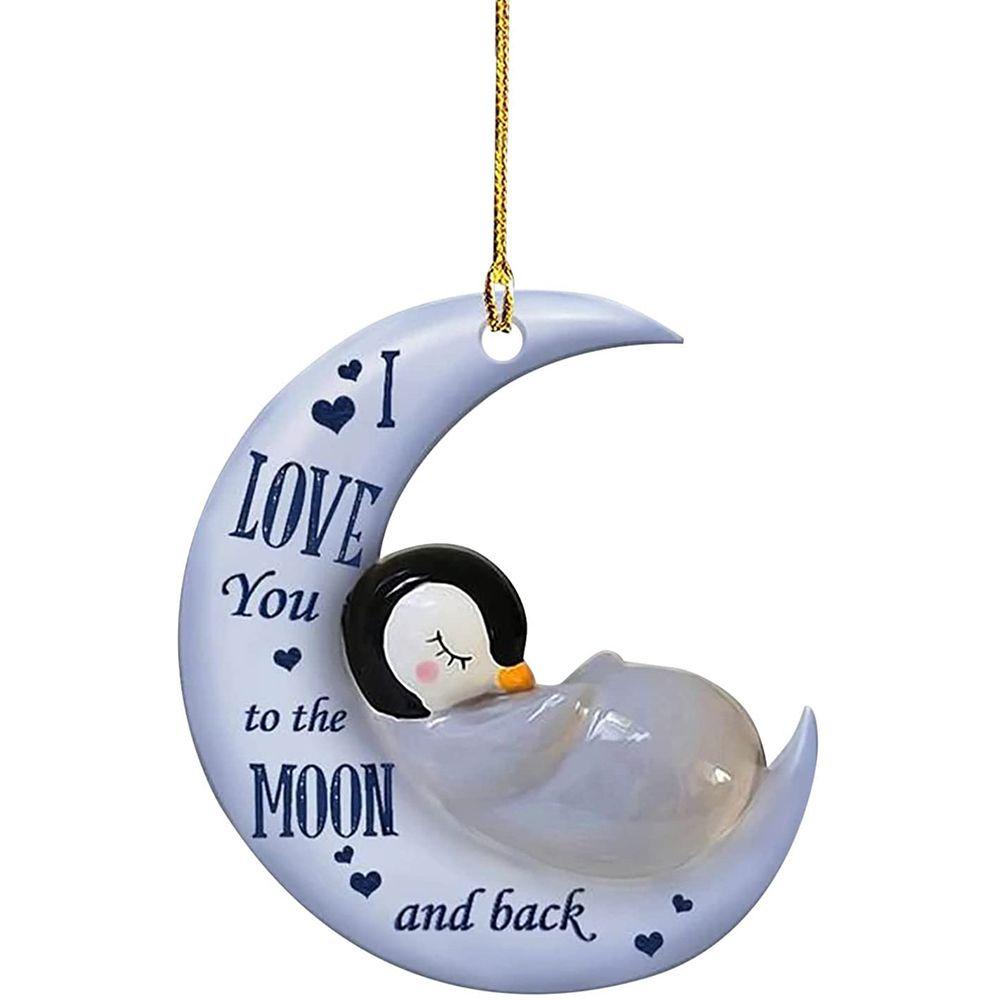 WTTLE Wttle Mặt Dây Chuyền Hình Mặt Trăng I Love You to The Moon and Back Thủ Công Treo Gương Chiếu Hậu Trang Trí Nội Thất