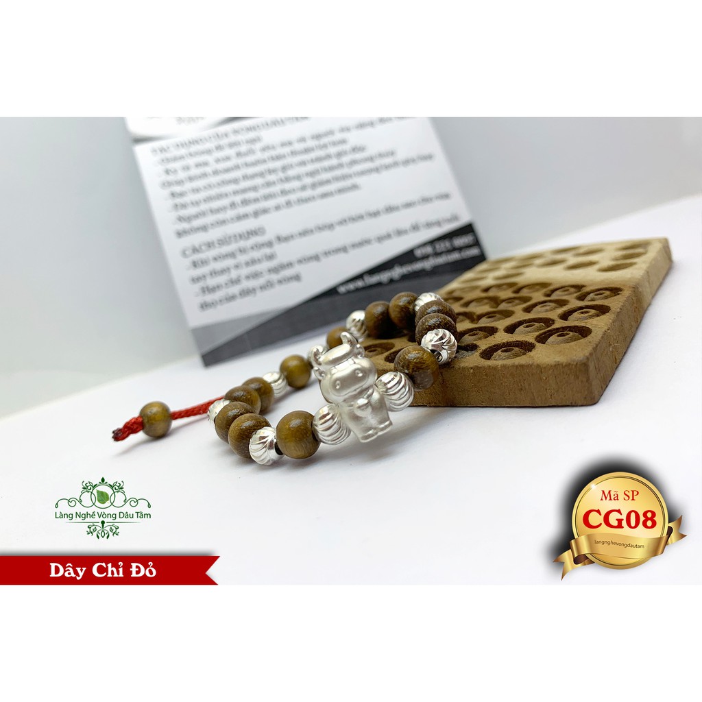 Vòng dâu tằm kết hợp con giáp và bi bac dành cho bé 2021